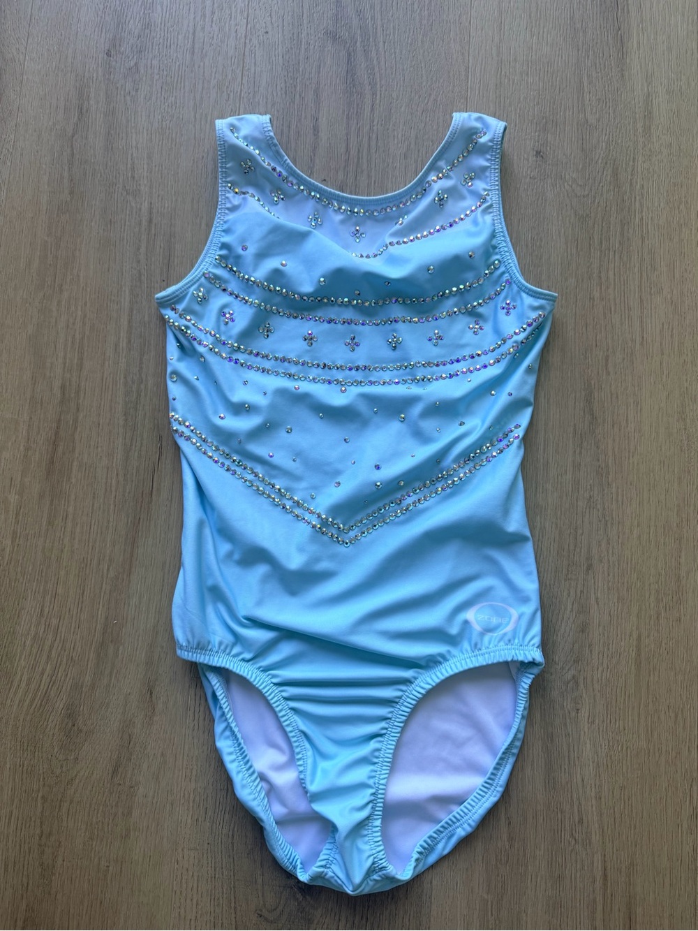 Girls Ozone Sparkly Light Blue Rhinestone Gymnastics Leotard -